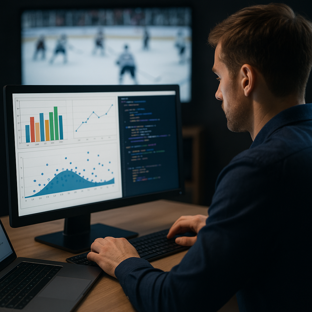 Sports data analyst using R programming to visualize hockey performance metrics