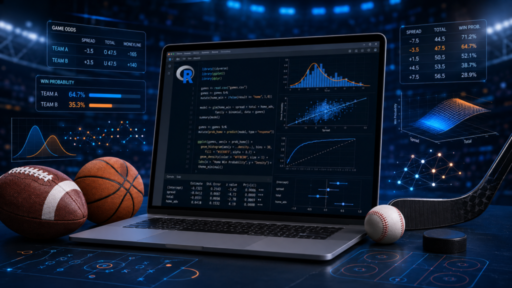 Sports betting data analysis in R with odds, probabilities and predictive models